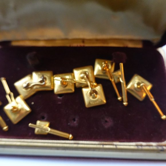 Art Deco Wedding Cufflinks and Studs Complete 9 Piece Set- Rare - Picture 2 of 3